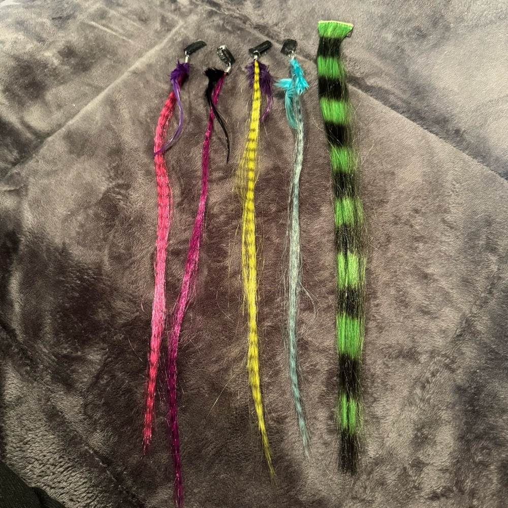 Assorted Clip On Colored Hair Extensions